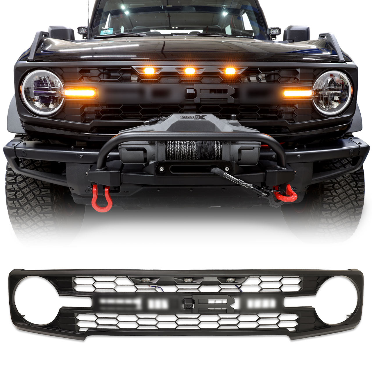 IAG I-Line Front Grille Matte Black Raptor Style For 2021+ Ford Bronco