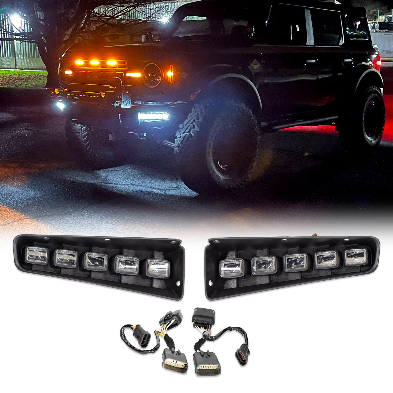 IAG I-Line 5 Lamp Fog Light Kit For Use With Modular Bumper 2021+ Ford Bronco