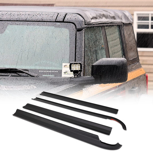 IAG I-Line 4pc Rain Deflector Visor System W/ A-Pillar Channel Matte Black For 2021+ Ford Bronco Four Door