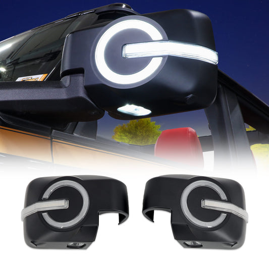 IAG I-line Side Mirror Lighted Cap For 2021+ Ford Bronco In Matte Black Finish