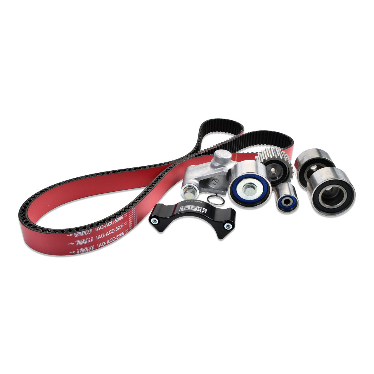 IAG Timing Belt Kit With IAG Red Racing Belt Timing Guide Idlers & Tensioner For 02-14 WRX 04-21 STI