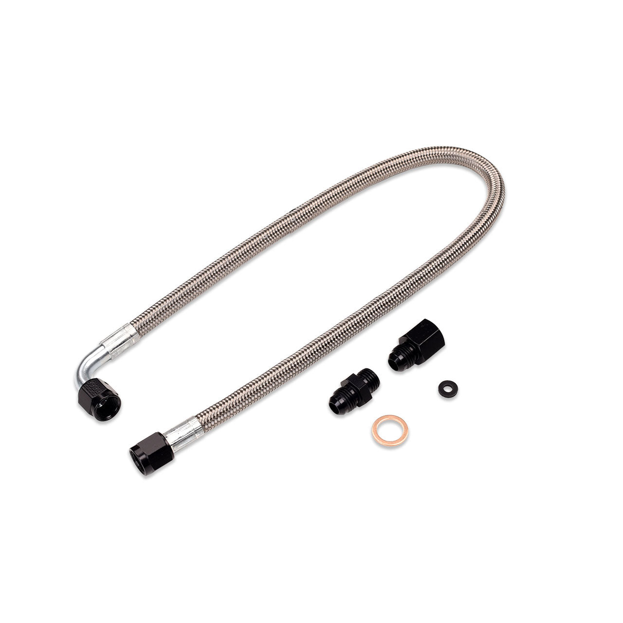 IAG Performance High Pressure Braided Power Steering Line (Rotated Turbo Routing) For 2002-07 WRX 2004-07 STI.