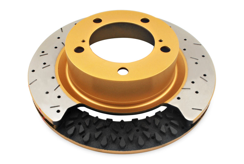 DBA Subaru 04-17 STI / 2017 BRZ w/Perf. Pkg. 10 Hole Front Drilled/Slotted 5000 Series 2 Pc Rotor w/Gold Hat