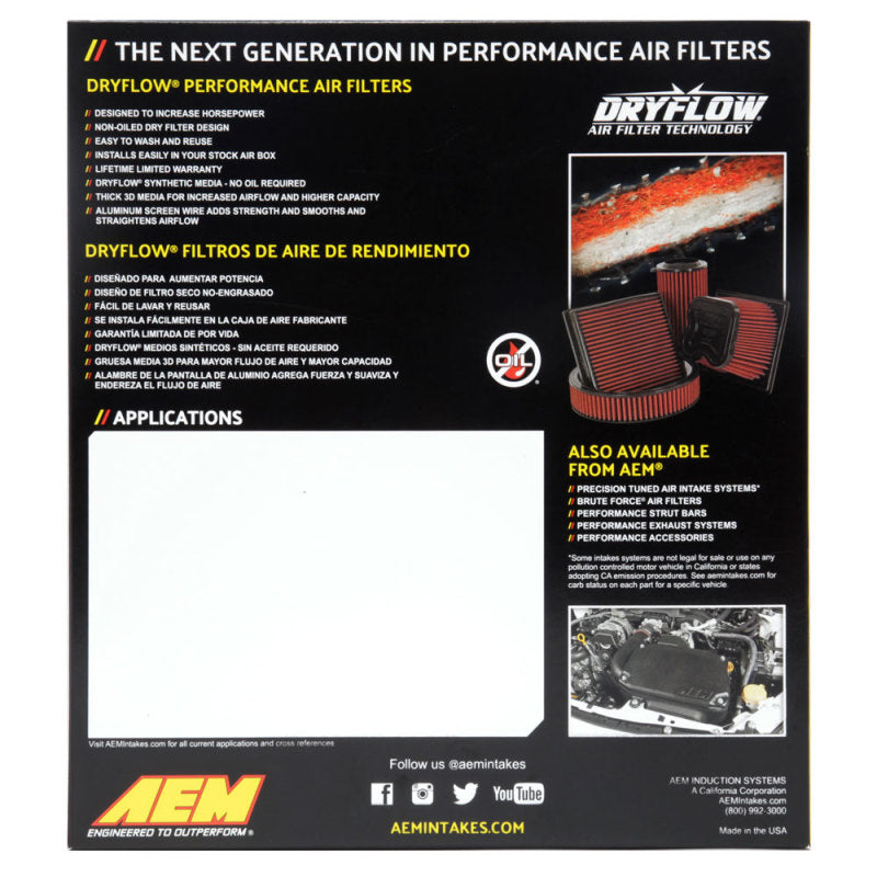 AEM 2023+ Toyota GR Corolla F/I DryFlow Air Filter